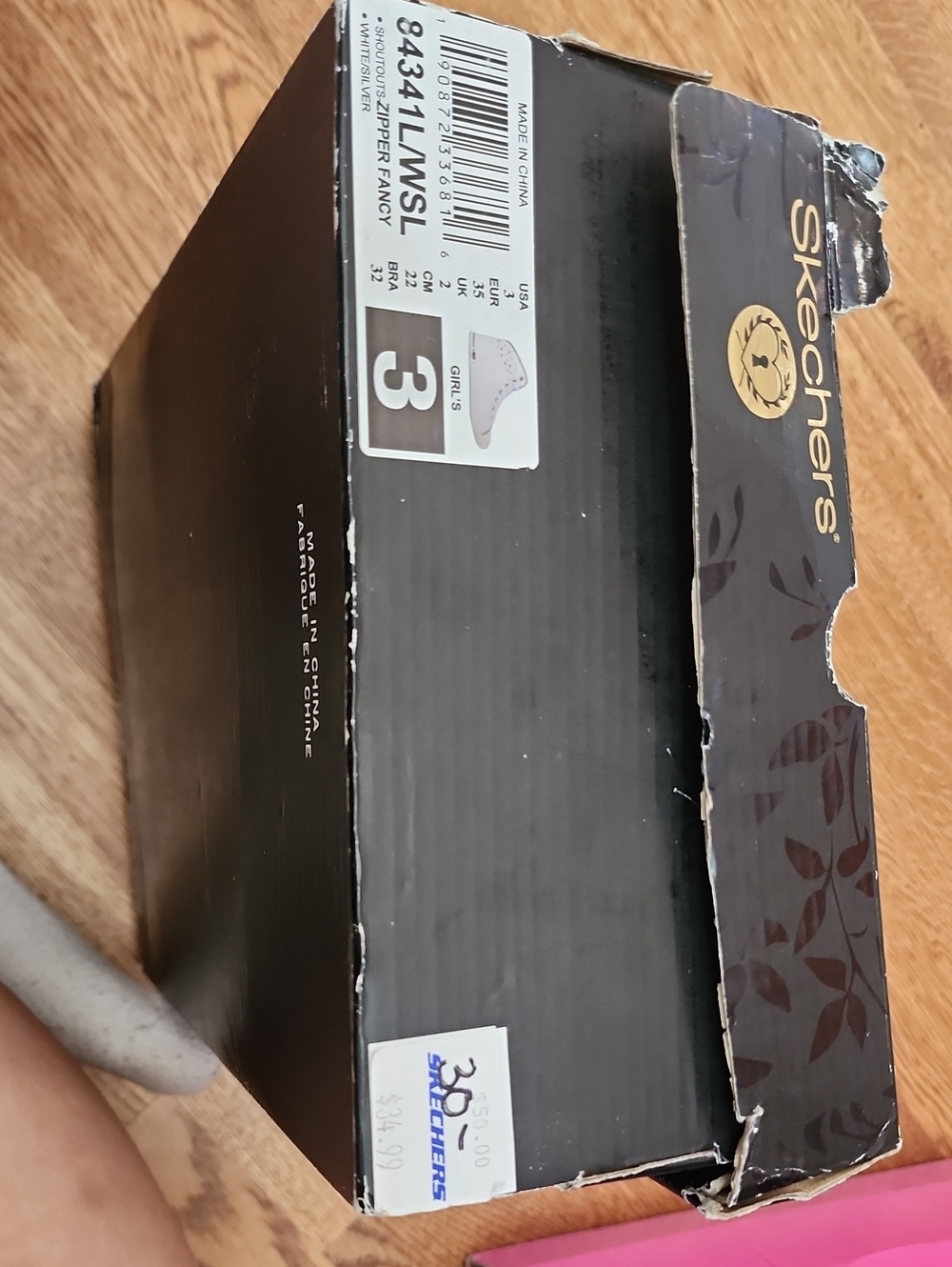 NIB Skechers Girls Shoutouts Zipper Fancy High Top Sneakers White Silver Size 3 - Picture 10 of 11